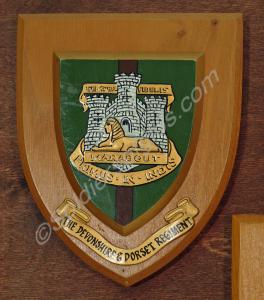 Wooden Regimental plaque of the badge of the Devon