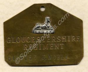 Brass bed label. Property of 5180153 Private J. No