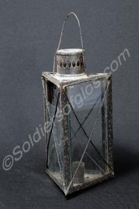 Black tin triangular candle trench lantern with tw