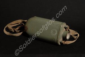 Austrian enamel water bottle. Field grey with canv
