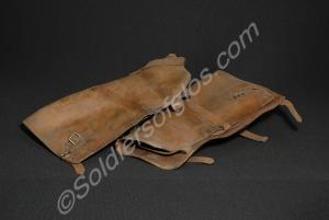 One pair of brown leather officer's leggings, stra