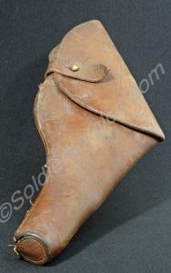 Brown leather officer's pistol holster with flap a
