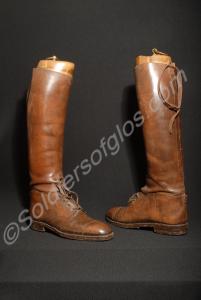 Pair of officer's brown leather trench boots with