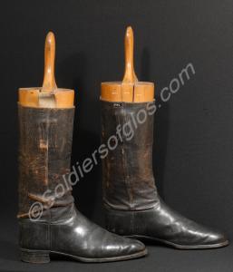 Black leather Wellington boots with spur fittings