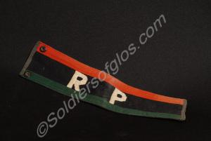 Regimental Police arm band. White letters on black