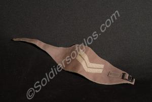 Brown green canvas arm band with corporal's stripe