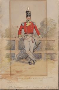 Watercolour depicting Captain Cadell, Grenadier Co