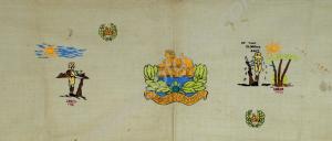 Embroidered square decorated with front and two ba
