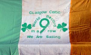 Irish tricolor flag.  The white section has the in