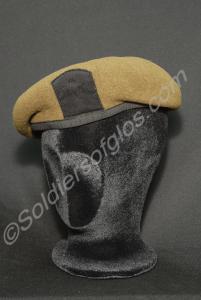 British Army khaki beret with black patch, and no