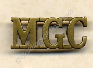 Brass shoulder title. Machine Gun Corps. c. 1915-1