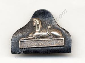 Brass sphinx badge on black leather. 2nd Volunteer