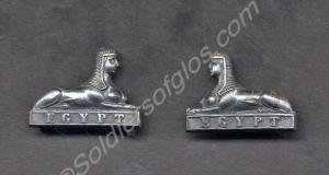 Pair of officer's silver sphinx collar badges for