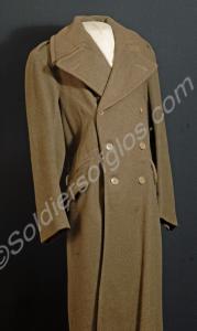 Khaki greatcoat with plastic buttons. Worn by J.C.