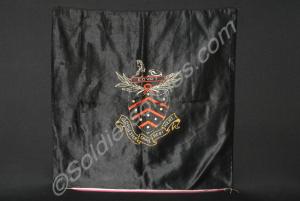 Black silk cushion cover embroidered with the Glou