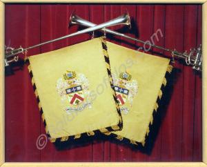Framed photograph of the trumpets presented to the