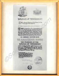Framed black and white copy of  the Freedom of the