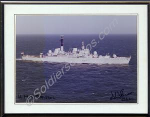 H.M.S. Bristol. Signed by Captain D.W. Brown, R.N