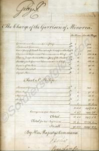 Manuscript document, describing the cost of the mi
