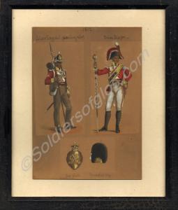 Watercolour of a Colour Sergeant and a Drum Major