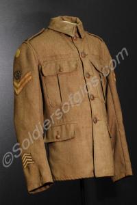 Khaki service jacket. Worn 241626 Corporal  Wallac