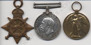 Group of three medals; 1914-1915 Star, British War