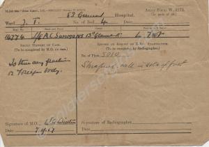 Medical Report A.F. W3172. July 1917. 14774 Privat