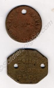 Two identity discs. 3577/ 241184 Private Albert Ed