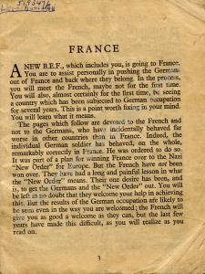 "France." this booklet was issed to all ranks of t