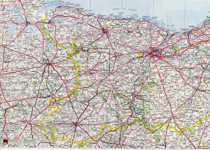 Tourist map of Normandy in colour with area of The