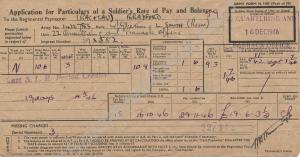 Application of rate of pay and balance (Army Form