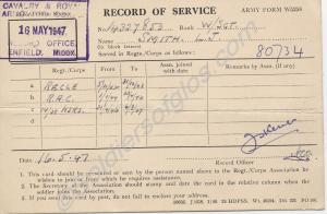 Record of Service (A.F.W. 5258).  14327853 Sergean