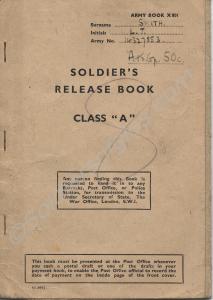 Soldier's Release Book.  14327853 Sergeant Leslie