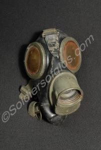 German gas mask. Black face-piece in moulded rubbe