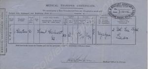 Medical TransferCertificate.  Lieutenant Maurice C