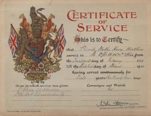 Certificate of Service. 325 Private Walter Henry W