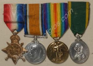 Group of four medals; 1914-15 Star, British War Me