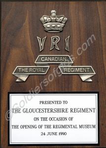 Plaque from The Royal Canadian Regiment with inscr