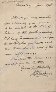 Letter concerning Military Tournament. "F" Company