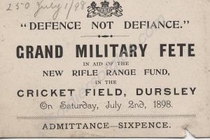 Ticket to a Grand Military Fete in aid of New Rifl