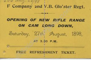 Refreshment Ticket. Opening of New Rifle Range on