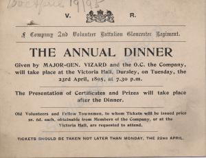 Annual Dinner Ticket. "F" Company, 2nd Volunteer B