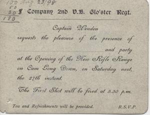 Invitation to the opening of New Rifle Range on Ca