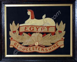 Embroidery of Gloucestershire Regiment badge. c. 1