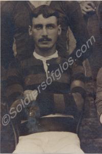 William Biddle in rugby kit. Copy of document rela