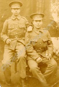 Two unidentified soldiers. The Wiltshire Regiment.