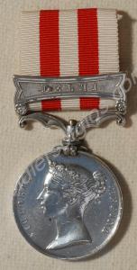 Indian Mutiny Medal with clasp for Delhi. Awarded