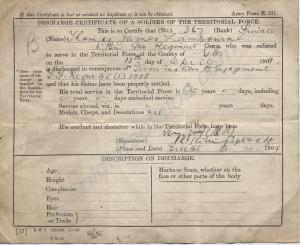 Discharge Certificate of 367 Private Thomas James