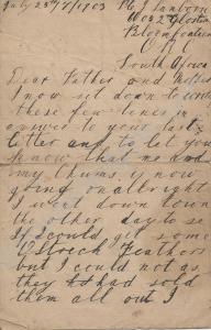 Letter home from 6608 Private Thomas James Lamborn
