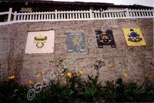 Display of Regimental badges at Newcastle Camp, Ja